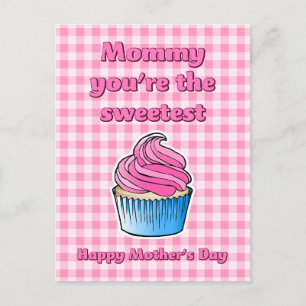 Zoete Roze Cupcake Moederdag Postkaart Feestdagenkaart