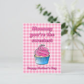 Zoete Roze Cupcake Moederdag Postkaart Feestdagenkaart (Staand voorkant)