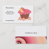 Zoete Roze Cupcake Ontwerp Visitekaartje (Voorkant / Achterkant)