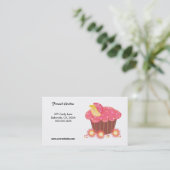 Zoete Roze Cupcake Ontwerp Visitekaartje (Staand voorkant)