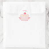 Zoete Roze Cupcake Ronde Sticker (Tas)
