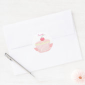 Zoete Roze Cupcake Ronde Sticker (Envelop)