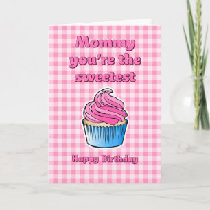Zoete Roze Cupcake Verjaardagskaart Kaart