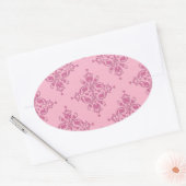 Zoete Roze Damast Ovale Sticker (Envelop)
