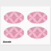 Zoete Roze Damast Ovale Sticker (Vel)