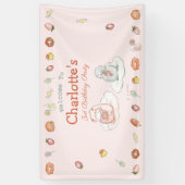 Zoete roze desserts kinderen verjaardagsfeestje we spandoek (Verticaal)