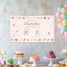 Zoete roze desserts kinderen verjaardagsfeestje we