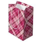 Zoete Roze Diagonaal Gingham Plaid Patroon Medium Cadeauzakje (Voorkant Gekanteld)