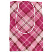 Zoete Roze Diagonaal Gingham Plaid Patroon Medium Cadeauzakje (Voorkant)