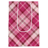 Zoete Roze Diagonaal Gingham Plaid Patroon Medium Cadeauzakje (Achterkant)