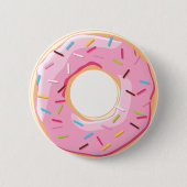 Zoete roze donuts met sproeiers ronde button 5,7 cm (Voorkant)