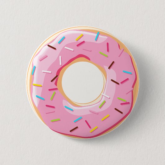 Zoete roze donuts met sproeiers ronde button 5,7 cm (Voorkant)
