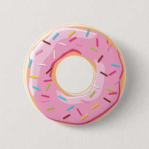 Zoete roze donuts met sproeiers ronde button 5,7 cm