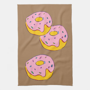 Zoete roze doughnut dessert theedoek