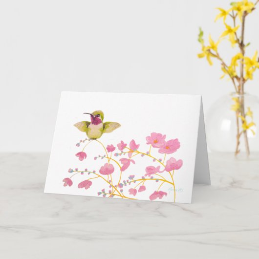 Zoete Roze Dromen Kaart (Gele Bloem)