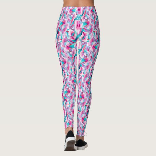 Zoete Roze en Blauw Geometrisch Leggings (Achterkant)