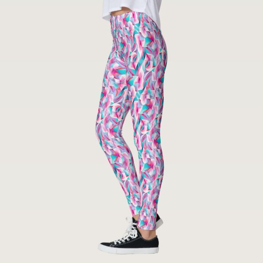 Zoete Roze en Blauw Geometrisch Leggings (Links)