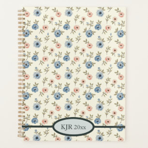 Zoete roze en blauwe bloemen planner