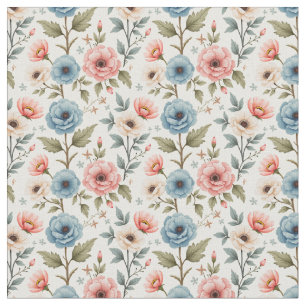 Zoete roze en blauwe bloemen stof