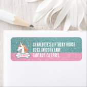 Zoete Roze en Blauwe Eenhoorn Verjaardagsfeest Etiket (Insitu)