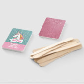 Zoete Roze en Blauwe Eenhoorn Verjaardagsfeest Handwaaier (Niet-gemonteerd)