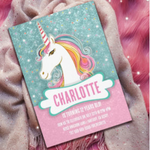 Zoete Roze en Blauwe Eenhoorn Verjaardagsfeest Kaart