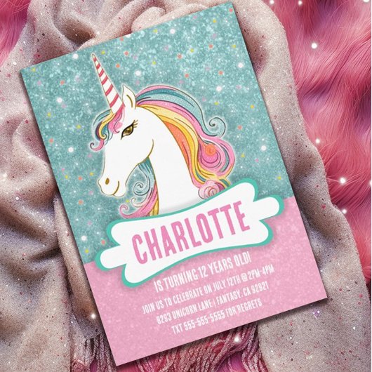 Zoete Roze en Blauwe Eenhoorn Verjaardagsfeest Kaart