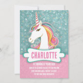 Zoete Roze en Blauwe Eenhoorn Verjaardagsfeest Kaart (Voorkant)