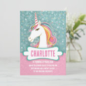 Zoete Roze en Blauwe Eenhoorn Verjaardagsfeest Kaart (Staand voorkant)