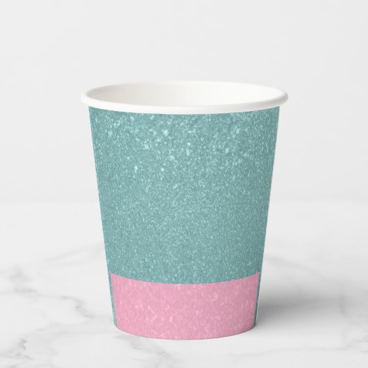 Zoete Roze en Blauwe Eenhoorn Verjaardagsfeest Papieren Bekers (Achterkant)