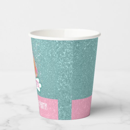 Zoete Roze en Blauwe Eenhoorn Verjaardagsfeest Papieren Bekers (Links)