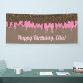 Zoete roze en chocolade Ice cram Birthday Spandoek (Beurs)