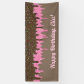 Zoete roze en chocolade Ice cram Birthday Spandoek (Verticaal)