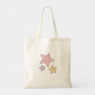 Zoete Roze en Gele Ster Doodle Boodschappentas Tote Bag