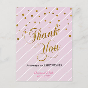 Zoete Roze en Gouden Confetti - Dank je Briefkaart