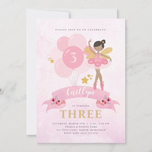 Zoete roze en goudhoudende feestdag kaart (Voorkant)