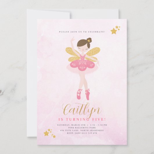 Zoete roze en goudhoudende feestdag kaart (Voorkant)