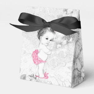 Zoete roze en grijze cadeau dozen voor babyfeestje bedankdoosjes