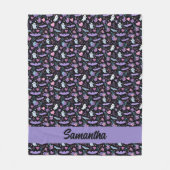 Zoete roze en Paarse Halloween vleermuizen en spok Fleece Deken (Voorkant)