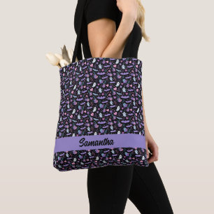 Zoete roze en Paarse Halloween vleermuizen en spok Tote Bag