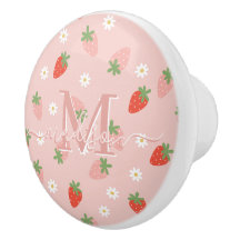 Zoete Roze en Rode Aardbeien Monogram