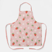 Zoete Roze en Rode Aardbeien Monogram Schort (Voorkant)