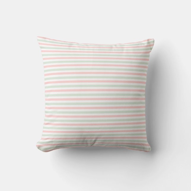 Zoete Roze en Verse Mint Gestreepte Kussen (Voorkant)