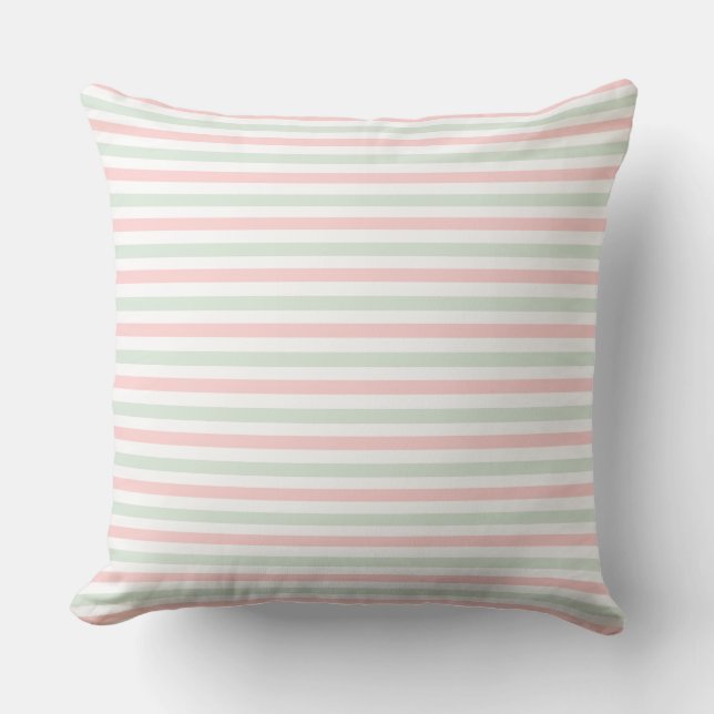 Zoete Roze en Verse Mint Gestreepte Kussen (Voorkant)