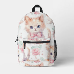 Zoete Roze en Witte Baby Dierenprint Bedrukte Rugzak