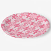 Zoete Roze en Witte Puzzel Stukken Papieren Bordje (Gekanteld)