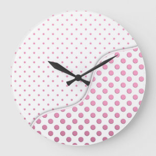 Zoete Roze en Witte Stippenpatroon Ontwerp Grote Klok