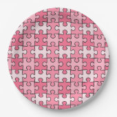 Zoete Roze en Zwarte Puzzel Stukken Papieren Bordje (Voorkant)