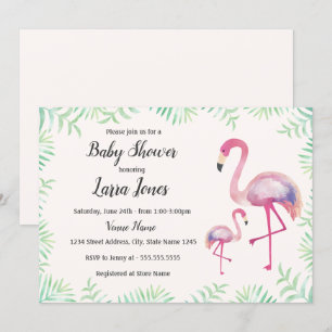Zoete Roze Flamingo Meisje Baby Shower Uitnodiging