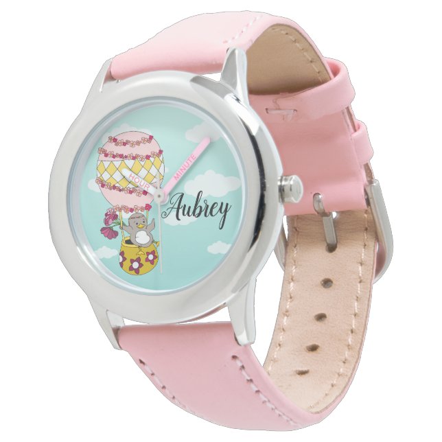 Zoete roze geïllustreerde Boho bloem prinses Horloge (Gekanteld)